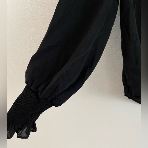 Laundry | Black Smocked Cuff Blouse / Ruffles | Sheer | Women’s Large - Picture 5 of 6